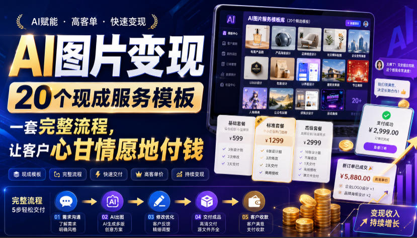 AI图片变现,20个现成服务模板,一套完整流程,让客户心甘情愿地付钱【原创双语字幕】-项目汇