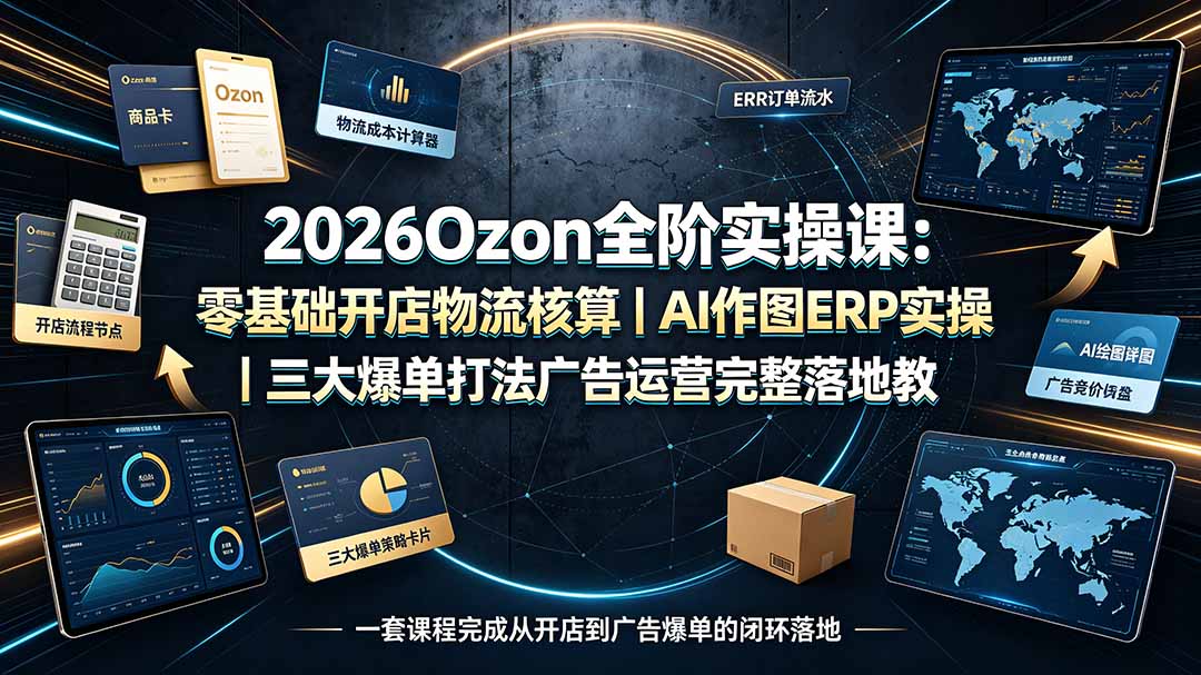 2026Ozon全阶实操课:零基础开店物流核算|AI作图ERP实操|三大爆单打法广告运营完整落地教程-项目汇