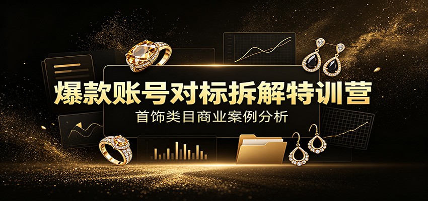 爆款账号对标拆解特训营：首饰类目商业案例分析，配套完整资料内容-项目汇