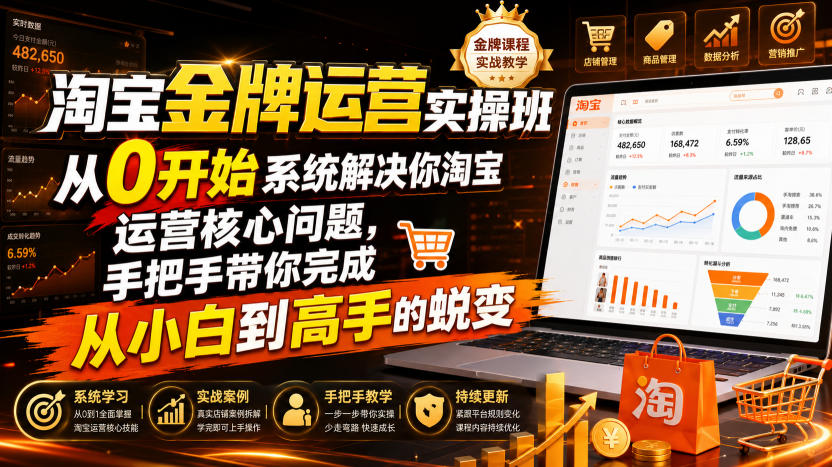 淘宝金牌运营实操班，从0开始系统解决你淘宝运营核心问题，手把手带你完成从小白到高手的蜕变(2026年7月)-项目汇