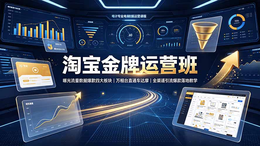 淘宝金牌运营班-7月:曝光流量数据爆款四大板块|万相台直通车达摩|全渠道引流爆款落地教学-项目汇