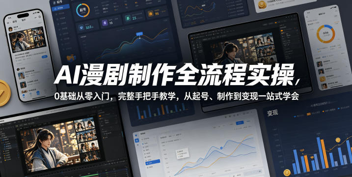 AI漫剧制作全流程实操，0基础从零入门，完整手把手教学，从起号、制作到变现一站式学会(更新)-项目汇
