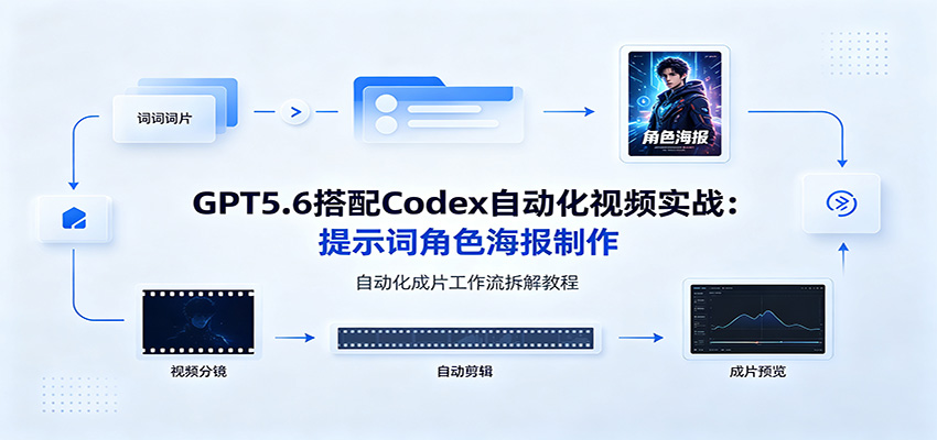GPT5.6搭配Codex自动化视频实战:提示词角色海报制作,自动化成片工作流拆解教程-项目汇