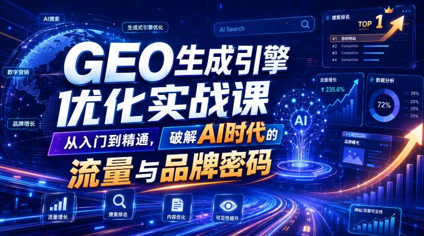GEO生成引擎优化实战课,从入门到精通,破解AI时代的流量与品牌密码-项目汇