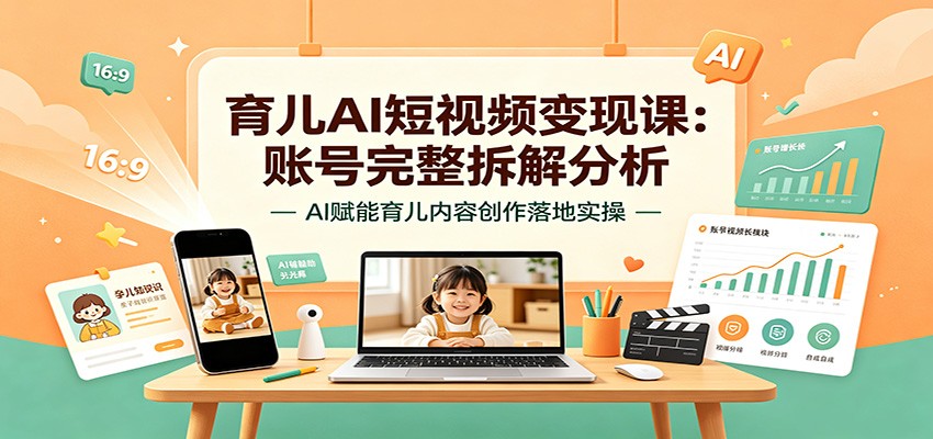 育儿AI短视频变现课:账号完整拆解分析,AI赋能育儿内容创作落地实操-项目汇