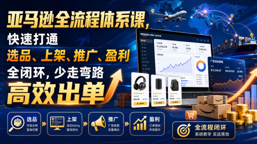亚马逊全流程体系课，快速打通选品、上架、推广、盈利全闭环，少走弯路高效出单-项目汇