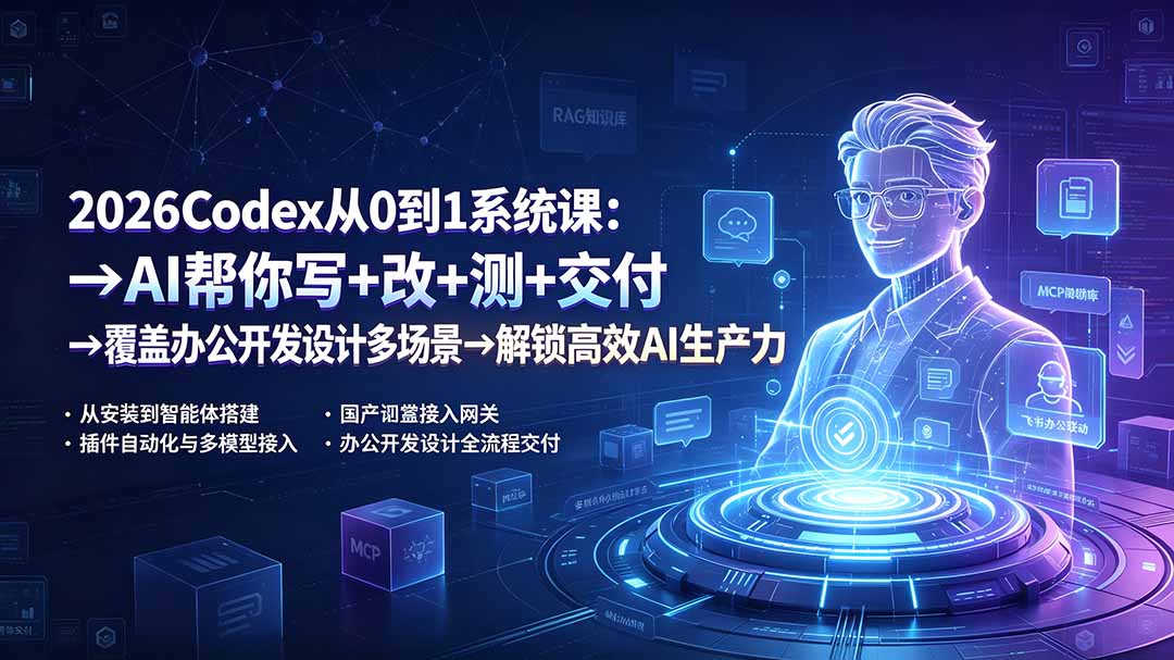 2026Codex从0到1系统课：→AI帮你写+改+测+交付→覆盖办公开发设计多场景→解锁高效AI生产力-项目汇