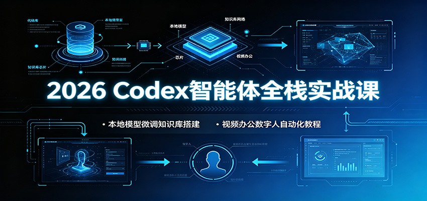 2026 Codex智能体全栈实战课：本地模型微调知识库搭建，视频办公数字人自动化教程-项目汇