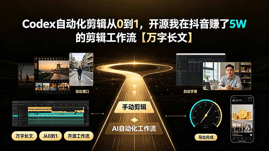 Codex自动化剪辑从0到1,开源我在抖音赚了5W 的剪辑工作流【万字长文】-项目汇
