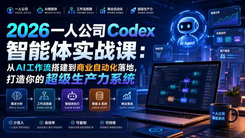 2026一人公司Codex智能体实战课：从AI工作流搭建到商业自动化落地，打造你的超级生产力系统-项目汇
