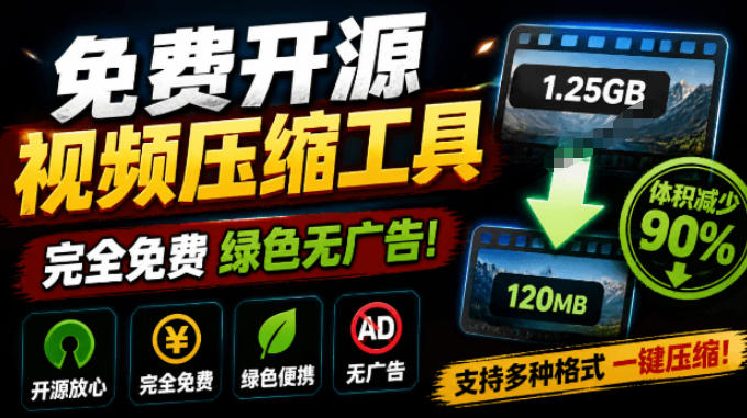 Github开源视频压缩瘦身工具，轻松压缩90%，并保持画质清晰，完全免费绿色无广告！VideoSlim-项目汇