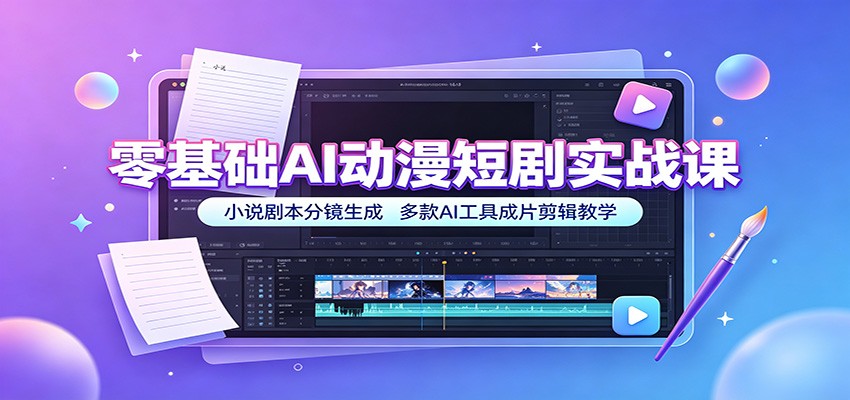 零基础AI动漫短剧实战课:小说剧本分镜生成,多款AI工具成片剪辑教学-项目汇