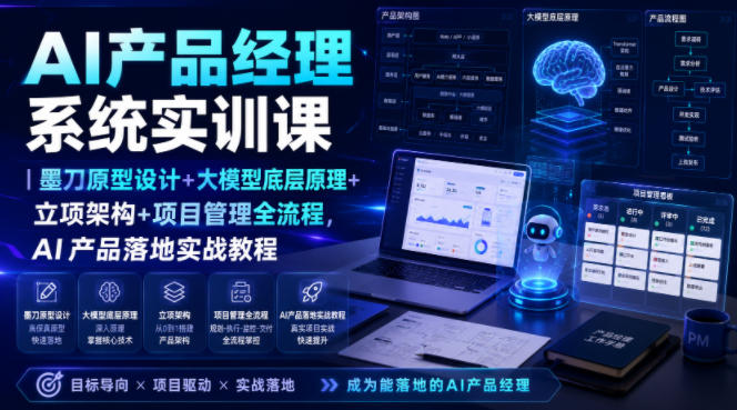 AI产品经理系统实训课｜墨刀原型设计+大模型底层原理+立项架构+项目管理全流程，AI产品落地实战教程-项目汇