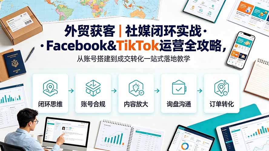 外贸获客|社媒闭环实战·Facebook&TikTok运营全攻略,从账号搭建到成交转化一站式落地教学-项目汇