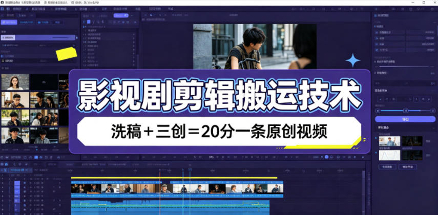 影视剧剪辑搬运技术，洗稿+三创=20分一条原创视频-项目汇
