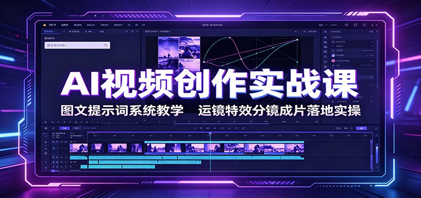 AI视频创作实战课:图文提示词系统教学,运镜特效分镜成片落地实操-项目汇