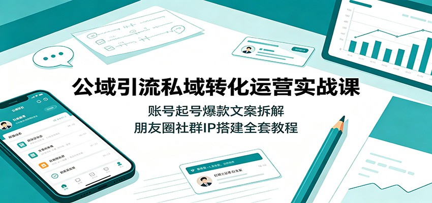 公域引流私域转化运营实战课：账号起号爆款文案拆解，朋友圈社群IP搭建全套教程-项目汇