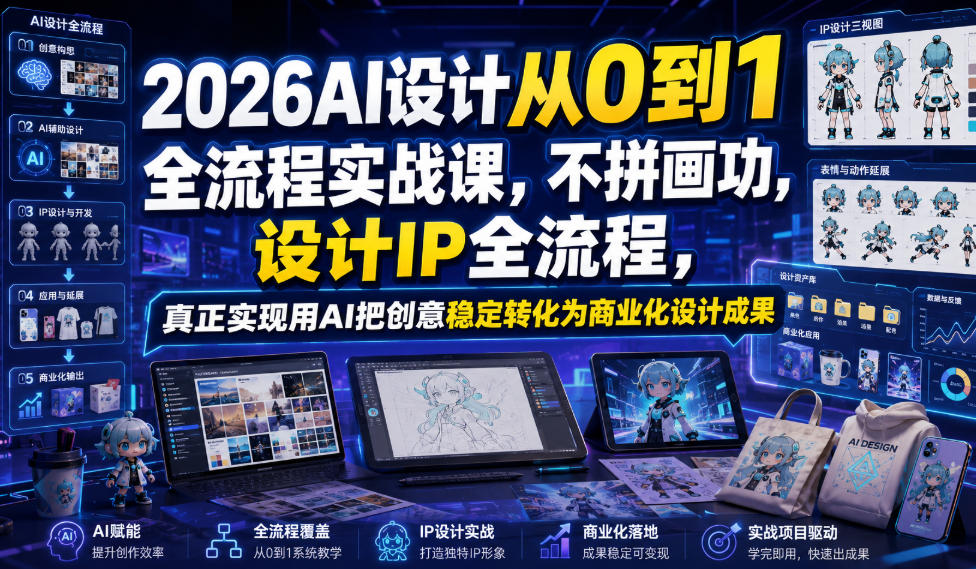 2026AI设计从0到1全流程实战课,不拼画功,设计IP全流程,真正实现用AI把创意稳定转化为商业化设计成果-项目汇