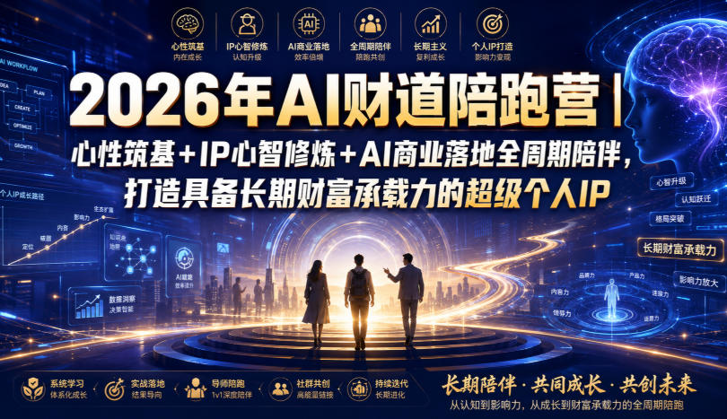 2026年AI财道陪跑营｜心性筑基+IP心智修炼+AI商业落地全周期陪伴，打造具备长期财富承载力的超级个人IP-项目汇