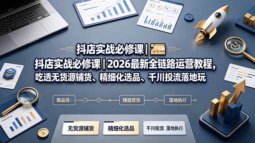 抖店实战必修课|2026最新全链路运营教程,吃透无货源铺货、精细化选品、千川投流落地玩法-项目汇