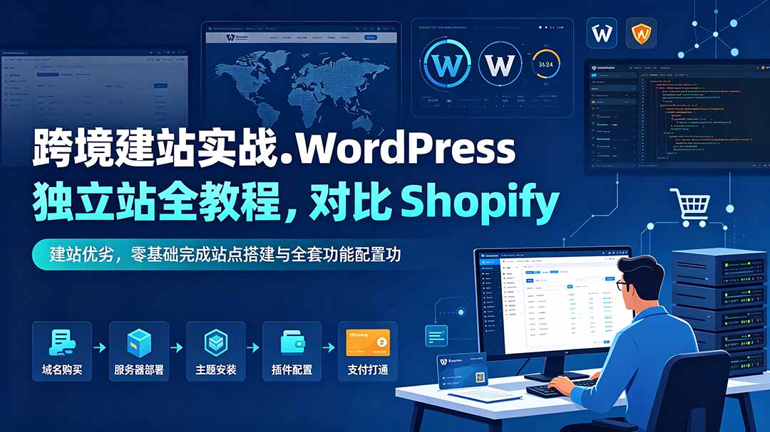 跨境建站实战：WordPress 独立站全教程，对比 Shopify 建站优劣，零基础完成站点搭建与全套功能配置-项目汇