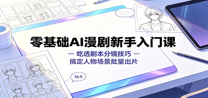零基础AI漫剧新手入门课：吃透剧本分镜技巧，搞定人物场景批量出片-项目汇