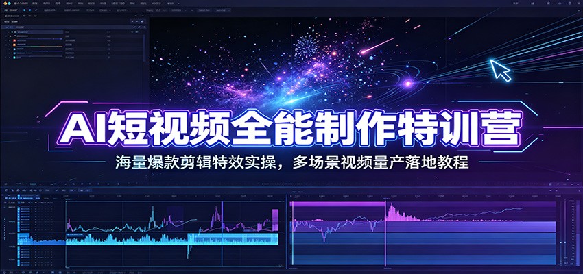 AI短视频全能制作特训营：海量爆款剪辑特效实操，多场景视频量产落地教程-项目汇