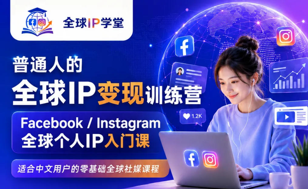 普通人的全球IP变现训练营，Facebook/Instagram全球个人IP入门课，零基础全球社媒课程-项目汇