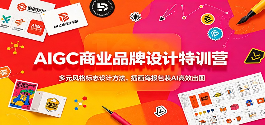 AIGC商业品牌设计特训营：多元风格标志设计方法，插画海报包装AI高效出图-项目汇