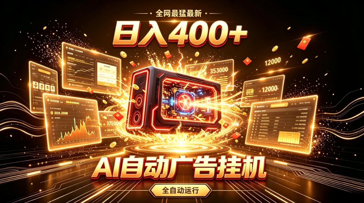 全网最猛最新的AI自动广告挂G,狠收益日入400+,真正做到躺賺式变现【揭秘】-项目汇