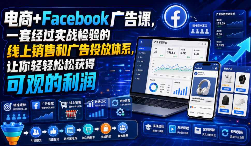 电商+Facebook广告课,一套经过实战检验的线上销售和广告投放体系,让你轻轻松松获得可观的利润【原创双语字幕】-项目汇