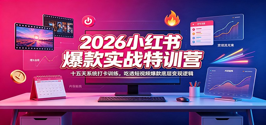 2026小红书爆款实战特训营：十五天系统打卡训练，吃透短视频爆款底层变现逻辑-项目汇