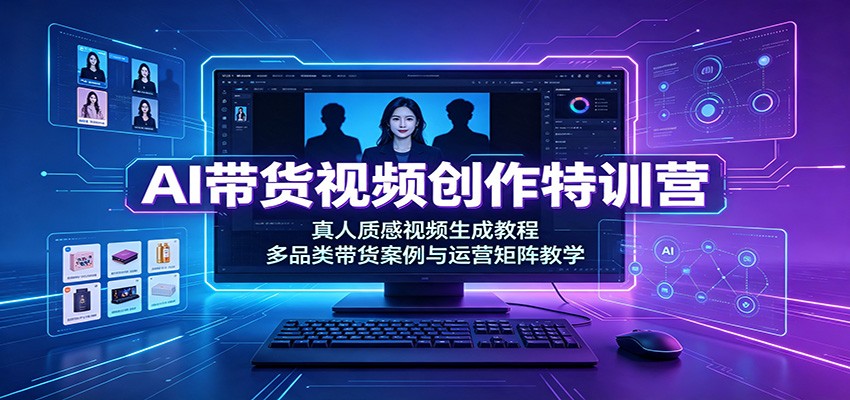 AI带货视频创作特训营:真人质感视频生成教程,多品类带货案例与运营矩阵教学-项目汇