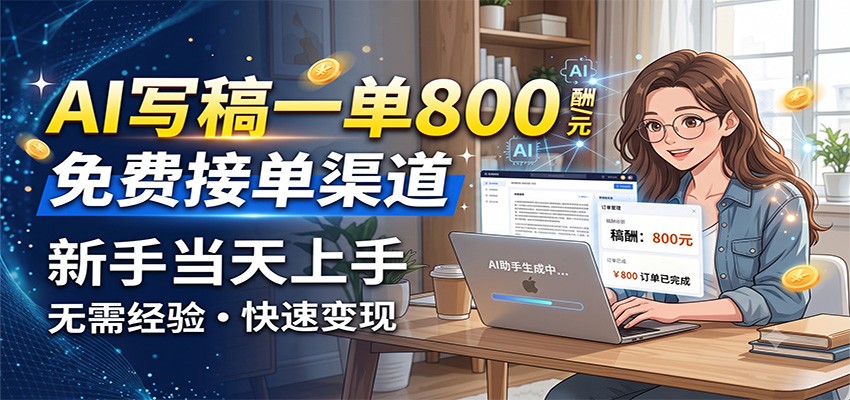 AI写稿一单800,免费接单渠道,一单一结几十到上千,新手当天上手-项目汇