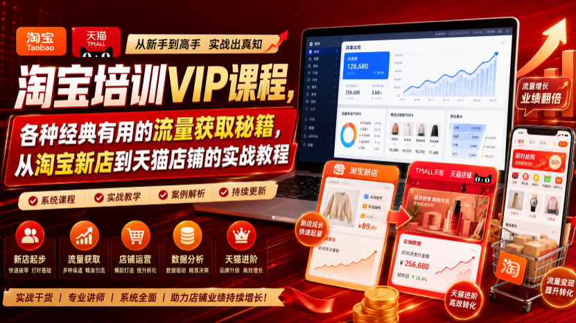 淘宝培训VIP课程,各种经典有用的流量获取秘籍,从淘宝新店到天猫店铺的实战教程(更新7月29日)-项目汇