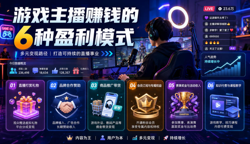 付费文章：游戏主播賺钱的6种盈利模式-项目汇
