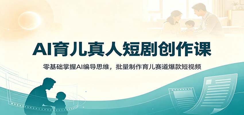AI育儿真人短剧创作课:零基础掌握AI编导思维,批量制作育儿赛道爆款短视频-项目汇