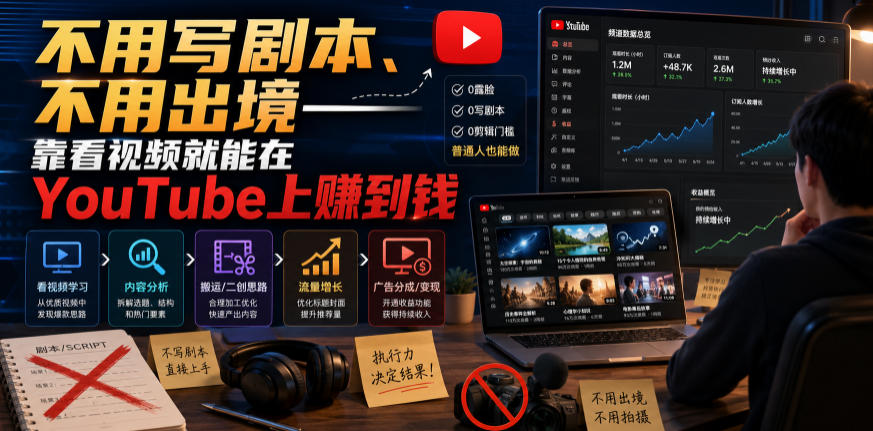 不用写剧本、不用出境——靠看视频就能在YouTube上賺到钱【原创双语字幕】-项目汇
