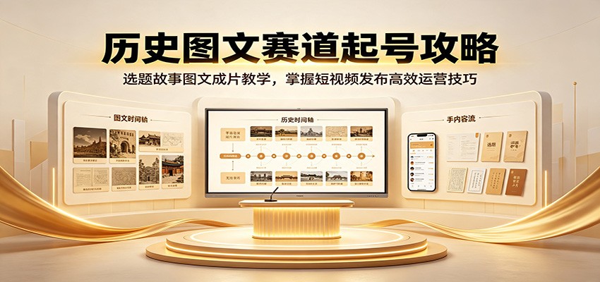 历史图文赛道起号攻略:选题故事图文成片教学,掌握短视频发布高效运营技巧-项目汇