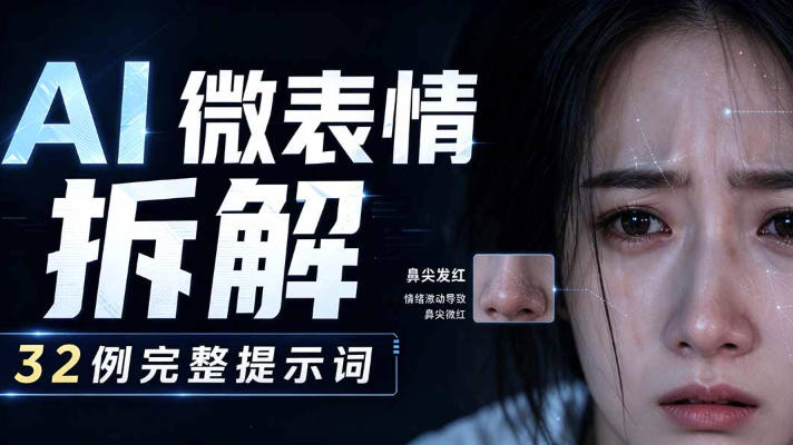 AI微表情拆解提示词合集,精准调控AI角色表情,可直接复用,0基础也能调出影视级表情变化-项目汇