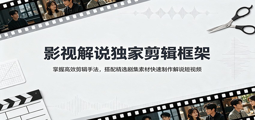 影视解说独家剪辑框架：掌握高效剪辑手法，搭配精选剧集素材快速制作解说短视频-项目汇