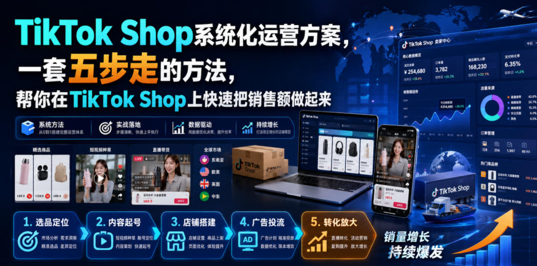 TikTok Shop系统化运营方案,一套五步走的方法,帮你在TikTok Shop上快速把销售额做起来【原创双语字幕】-项目汇