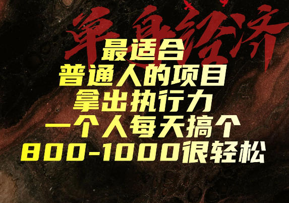 最适合普通人的项目,拿出执行力一个人每天搞个800-1k很轻松【揭秘】-项目汇