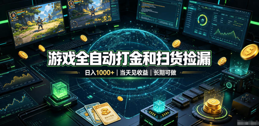 游戏全自动打金和扫货捡漏,日入1k+,当天见收益,长期可做!【揭秘】-项目汇