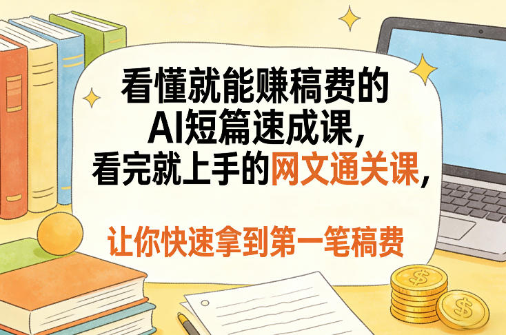 看懂就能賺稿费的AI短篇速成课,看完就上手的网文通关课,让你快速拿到第一笔稿费(更新8月)-项目汇