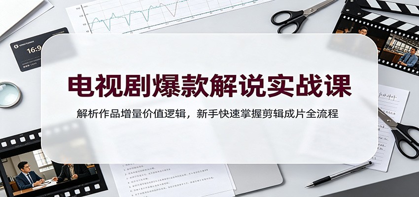 电视剧爆款解说实战课：解析作品增量价值逻辑，新手快速掌握剪辑成片全流程-项目汇