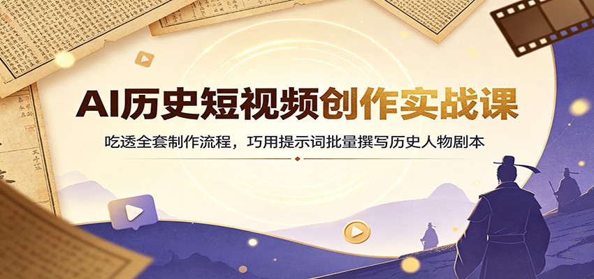 AI历史短视频创作实战课:吃透全套制作流程,巧用提示词批量撰写历史人物剧本-项目汇