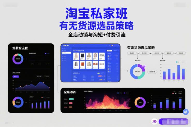 淘宝私家班,有无货源选品策略,高成功率爆款全流程打法,全店动销与淘短+付费引流(更新2026年08月05日)-项目汇