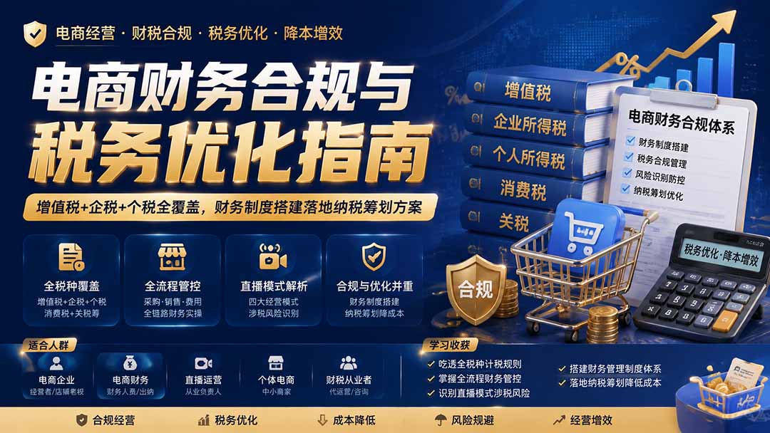 电商财务合规与税务优化指南:增值税+企税+个税全覆盖,财务制度搭建落地纳税筹划方案-项目汇