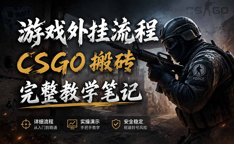游戏挂机全流程笔记分享,CSGO游戏搬砖,小白看了当天学会见收益-项目汇